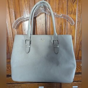 Kate Spade Taupe Tote with Buckle Accents